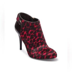 Longchamp Red & Black Stiletto Hill Bootie